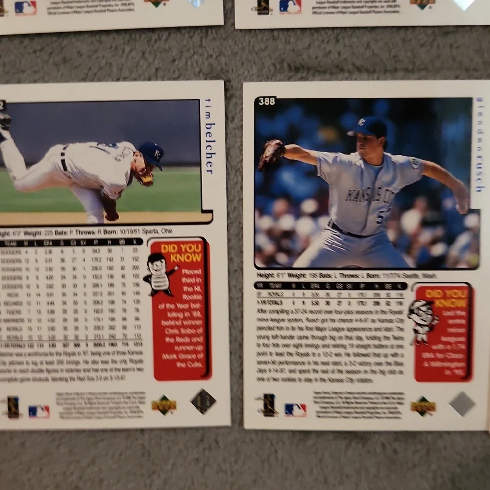 Vintage 1998 Upper Deck Royals Baseball Trading Cards